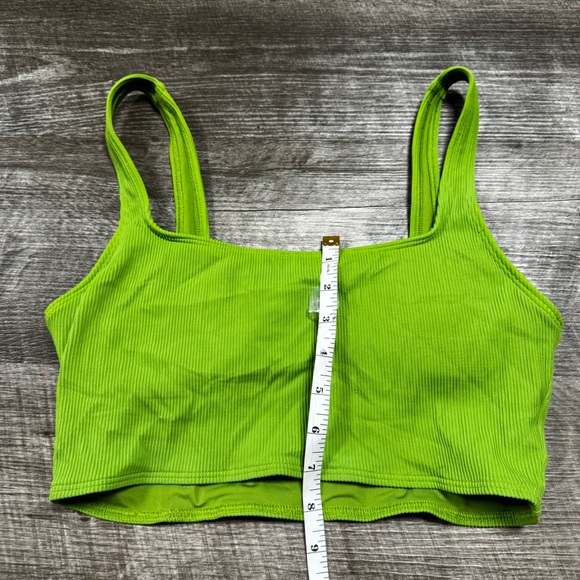 Aerie Green Ribbed Scoop Bikini Top Size Medium - Picture 4 of 5